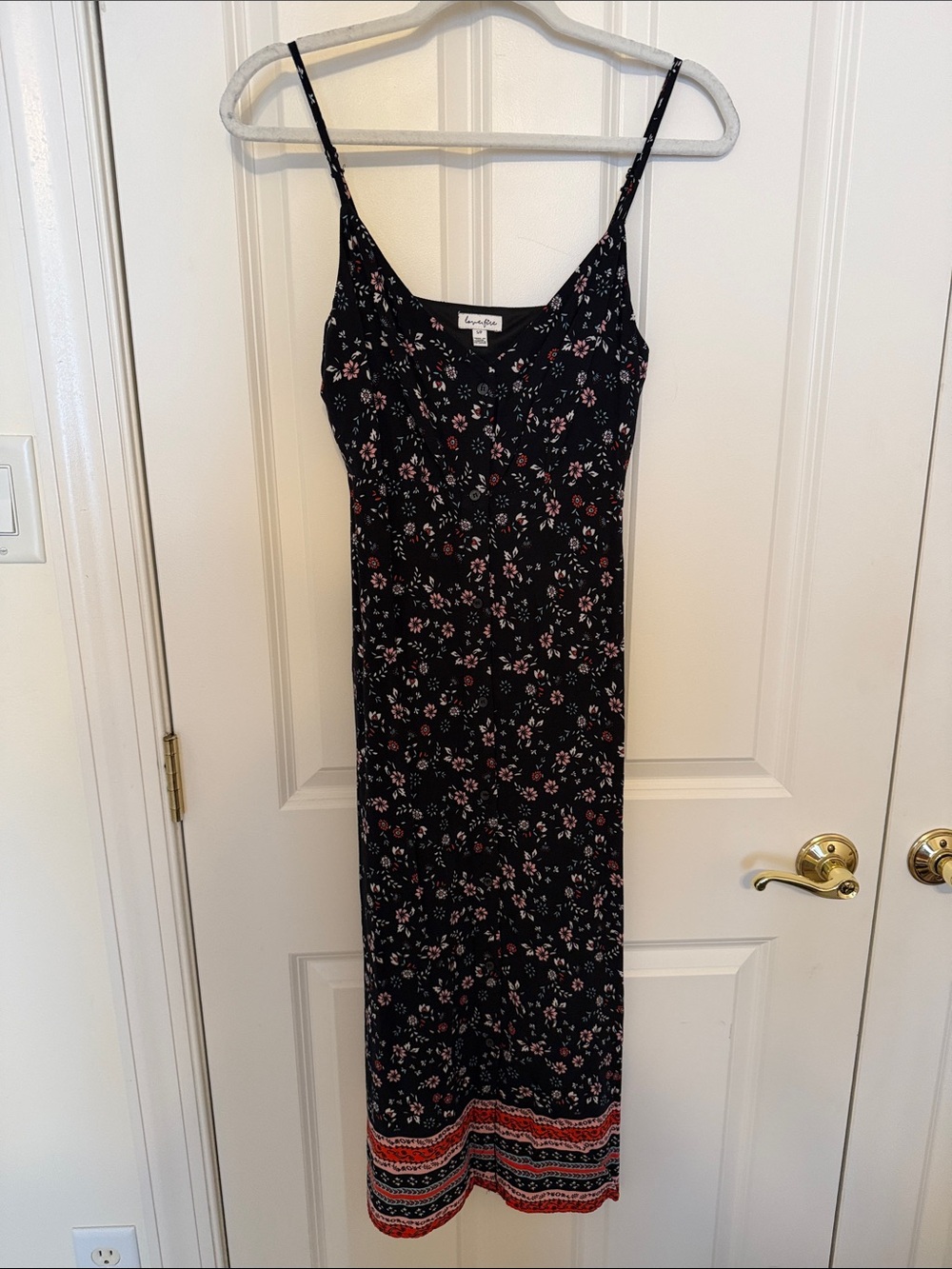 love, Fire Black Floral Maxi Dress with Pink and White Blooms